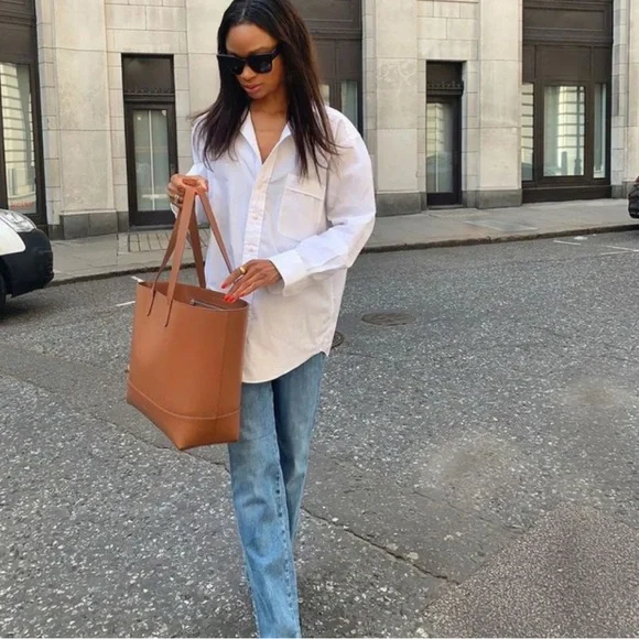 Teddy Blake Leather Tote Alice Vitello CAMEL - Picture 2 of 12